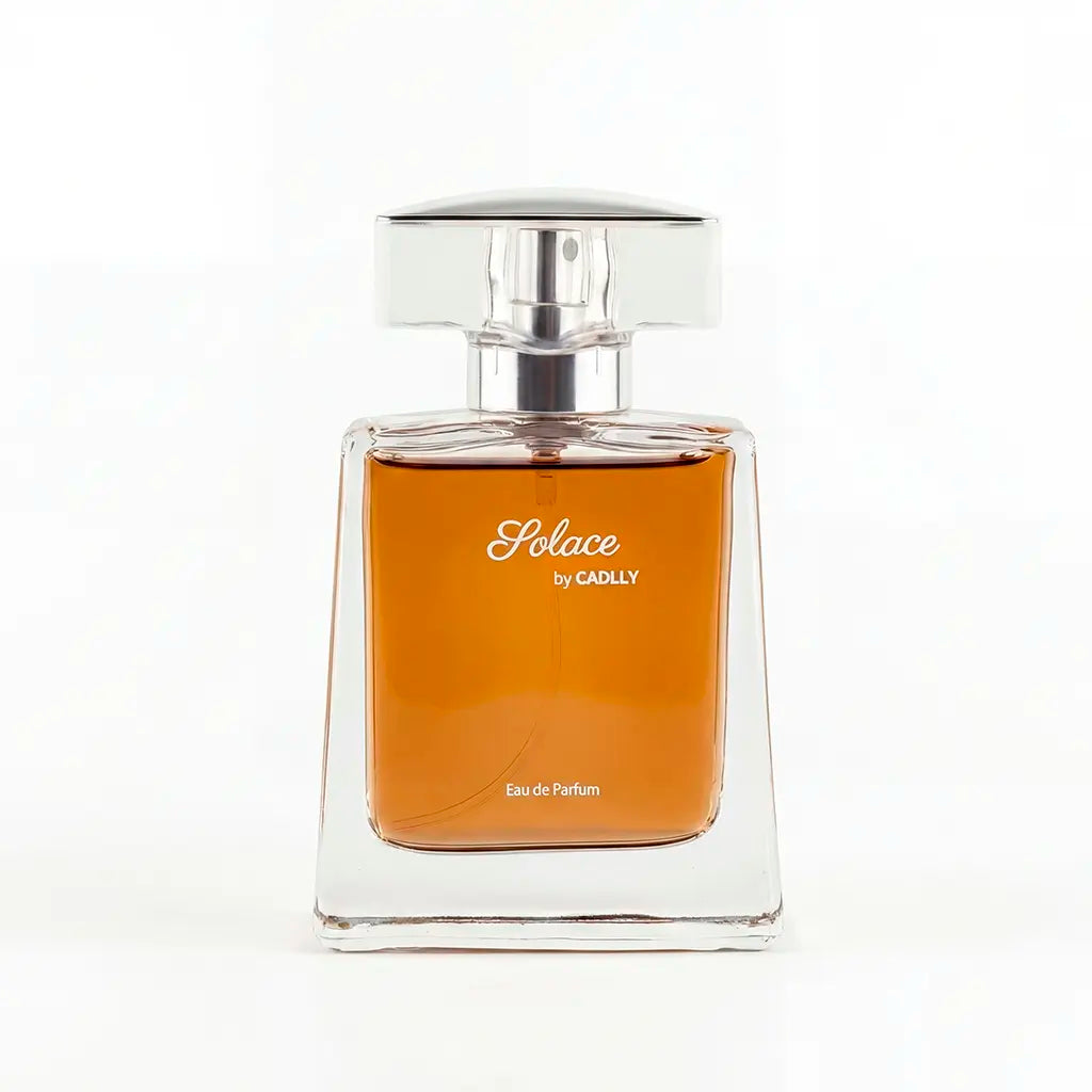 Perfume bottle labeled 'Solace by CADLLY' on a white background