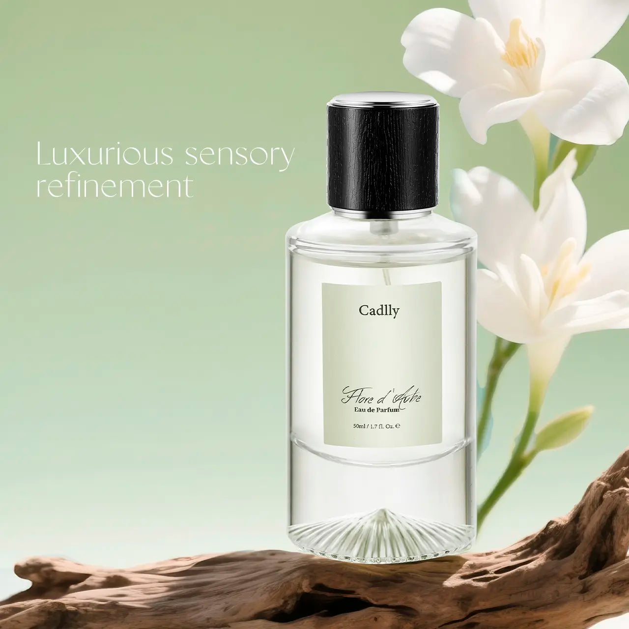 Flore d'Aube by Cadlly. Fresh floral perfume for women with bergamot, freesia, and musk. Perfect for spring and summer, lasting up to 8 hours on skin.