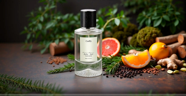 Woody perfume for men with grapefruit, pepper, and cedarwood. Long-lasting scent ideal for cool seasons and evening wear.
