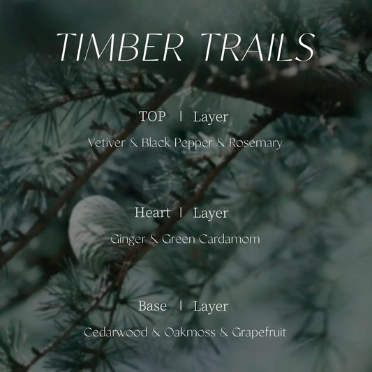 Timber Trails perfume for man by Cadlly. Woody perfume for men with grapefruit, pepper, and cedarwood. Long-lasting scent ideal for cool seasons and evening wear.